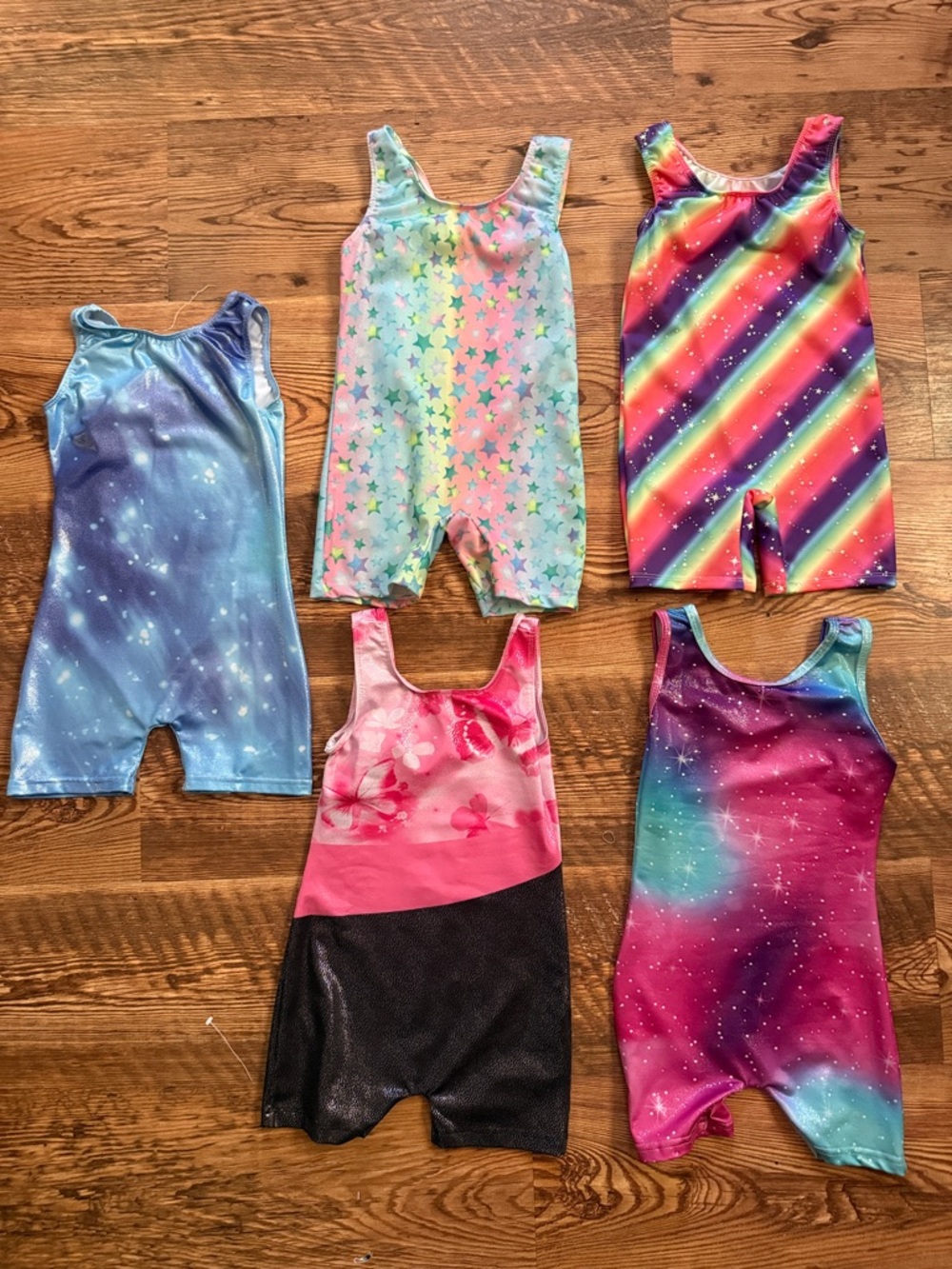 Girls' Colorful Gymnastics/Tank Short Rompers - Star, Rainbow & Galaxy Prints